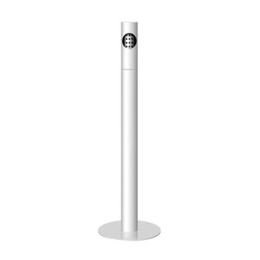 Imagem de Eliminação de pontas de cigarro Pilar redondo de aço inoxidável com esmalte cozido e cinzas, coluna para coleta pontas cigarro no lobby do hotel(Branco)