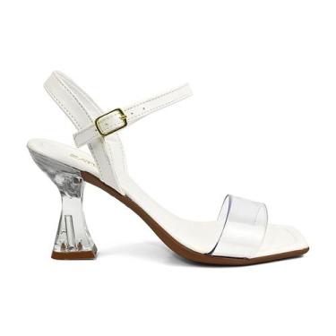 Imagem de Sandália Feminina Salto Alto Taça Vinil Acrílico Transparente Elegante