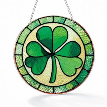 Imagem de Decoração de Dia de São Patrício, presente de bênção irlandesa para família e amigos, captador de sol pendurado em janela de acrílico, enfeite de Natal, apanhador de sol trevo da sorte, decoração