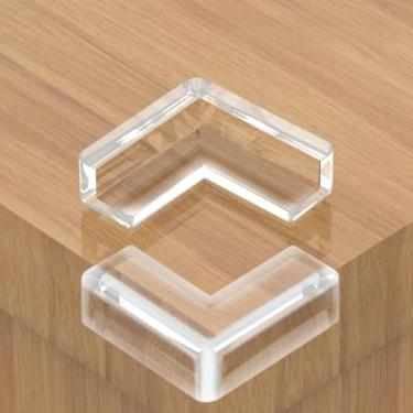 Imagem de 12 peças protetores de canto invisíveis protetores de borda macia com amortecimento arredondado para escrivaninhas, armários, mesas e móveis de escritório, em forma de L