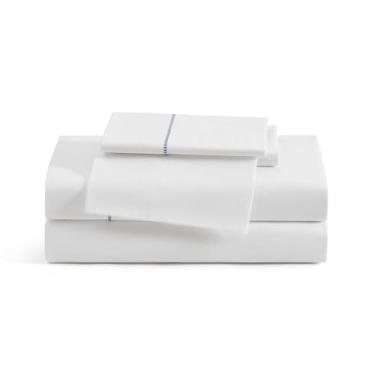 Imagem de Tommy Bahama - Jogo de lençol Queen, lençóis de algodão percal nítidos e legais, bolsos profundos, roupa de cama com lençol de elástico combinando e fronhas (azul calçadão)