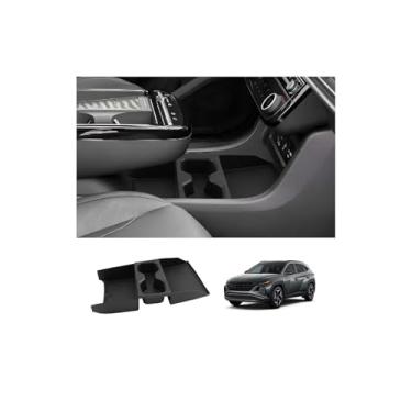 Imagem de LUWU Organizador de console inferior Tucson 2025 para acessórios Hyundai Tucson 2025 sob apoio de braço, bandeja de inserção com suporte de copo organizador de bebidas (não para versão manual