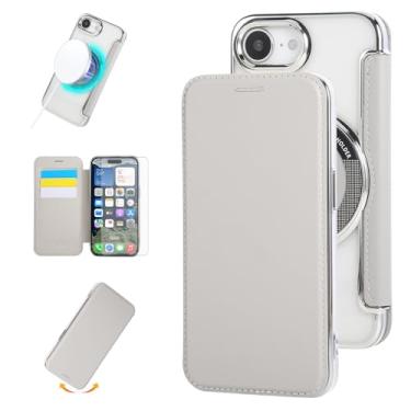 Imagem de Asuwish Capa de celular para iPhone 16e/SE 2025/SE 4 carteira com protetor de tela magnético e suporte de cartão de crédito MagSafe RFID Flip i Phone16e i16e 16 e SE4 4ª geração 16eCase feminino