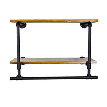 Imagem de Prateleiras flutuantes de prateleira 2 camadas retro tubo de água prateleiras decorativas flutuantes/suporte de armazenamento de ripa de moldura de canto montado na parede (tamanho: 803055cm)