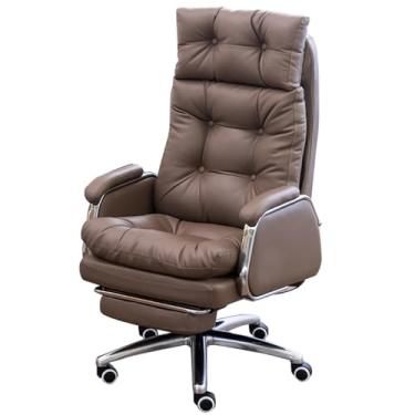 Imagem de SGeneE Cadeira de escritório para casa, cadeira de trabalho giratória ergonômica, cadeira de computador de couro PU confortável com altura ajustável, inclinação de 90°-155° para trás e apoio para os