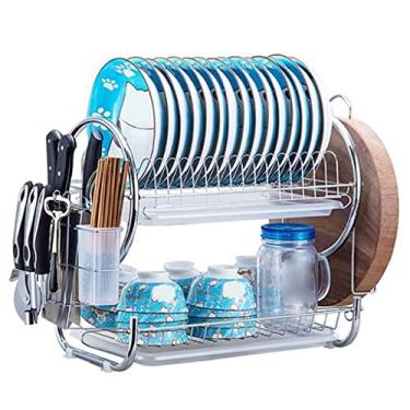 Imagem de Escorredor de pratos de aço inoxidável escorredor tigela escorredor de pratos prateleira secadora suporte de bandeja organizador de cozinha (cor: C) (C)