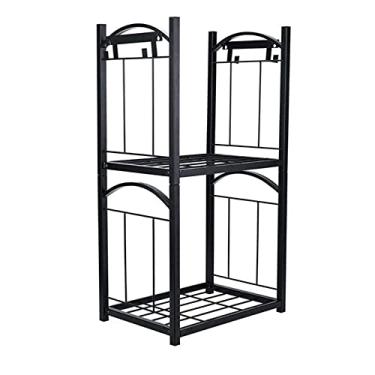 Imagem de U5GAAALPPQ9 Armazenamento de madeira para lareira, 2 camadas, suporte de lenha removível, suporte para lareira para uso interno e externo, suporte de lenha