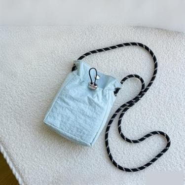 Imagem de Bolsas pequenas transversais femininas para celular, bolsa de ombro leve com cordão, alças elásticas de nylon, Azul, Azul