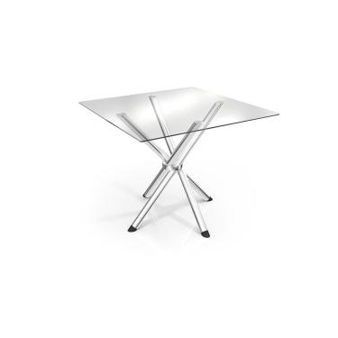 Imagem de Mesa Volga Cromada Com Tampo de Vidro Incolor 90cm