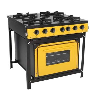 Imagem de Fogão A Gás Bravo 4 Bocas Amarelo Com Forno Br4bf - Venâncio