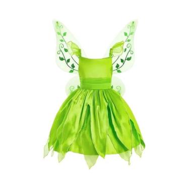 Imagem de Fantasia De Fada Tinker Bell Verde Para Meninas, Vestido Até O Joelho 