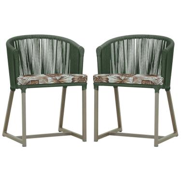 Imagem de 2 Cadeiras De Jantar Noronha Fendi Corda Náutica E6 Trama Verde