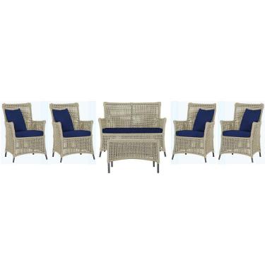 Imagem de Jogo Sofá 4 Poltronas E Mesa Igapó Preta E10 Trama Original Rami