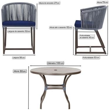 Imagem de Mesa Com 4 Cadeiras E Noronha Estofado 10 Trama  Prata