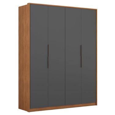Imagem de Guarda Roupa Casal Attore D43010K 4 Portas Amêndola Grafito - Demartêz