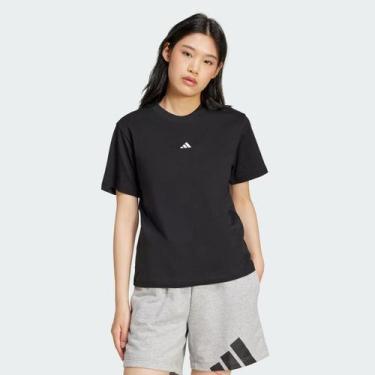 Imagem de Camiseta Adidas Ess Small Logo Feminina Preta e Branca, M