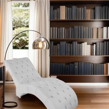 Imagem de Recamier Divã Espreguiçadeira Para Sala Cliníca Leila Suede branco