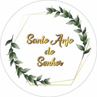 Imagem de Painel de Tecido Sublimado Redondo Anjo da Guarda Santo Anjo Folhas Ve