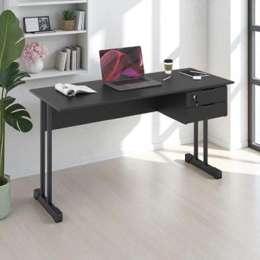 Imagem de Mesa Escrivaninha Home Office Ecos 2 Gavetas - CASA H, Preto, 100 cm