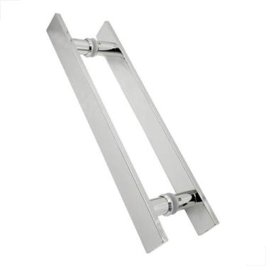 Imagem de Puxador H Inox Para Pivotante Madeira Vidro 45cm Polido - Fast Vidros