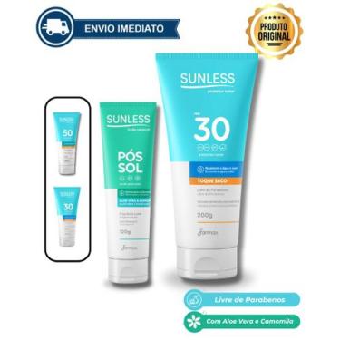 Imagem de Kit Protetor Solar Toque Seco 200g Sunless + Loção Pós Sol Aloe Vera e
