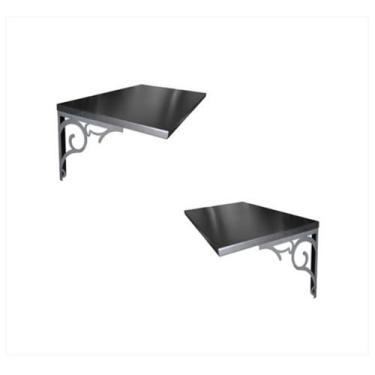 Imagem de Kit 2 Prateleiras Mdf Mãos Francesas Em Metal Decorar 30X40 - Dark