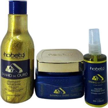 Imagem de Kit Banho Ouro Sh 300Ml Mas 300G Finalizador 60Ml Hobety