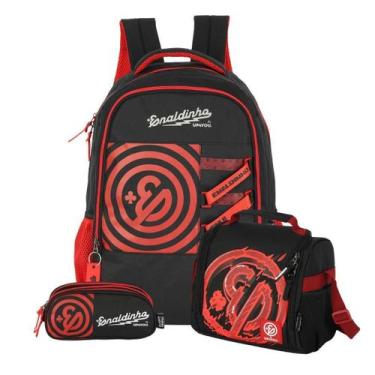 Imagem de Kit Mochila Costas Enaldinho Lancheira E Estojo Vermelho