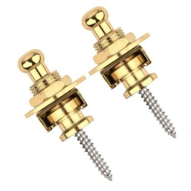 Imagem de Kit Par 2 Trava Correia Strap Lock Dourado Roldana Guitarra Baixo Viol