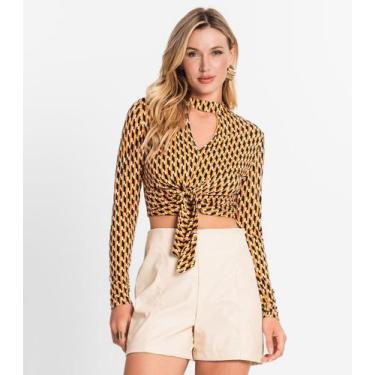 Imagem de Blusa Feminina Manga Longa Em Viscose Endless Amarelo, G, Amarelo