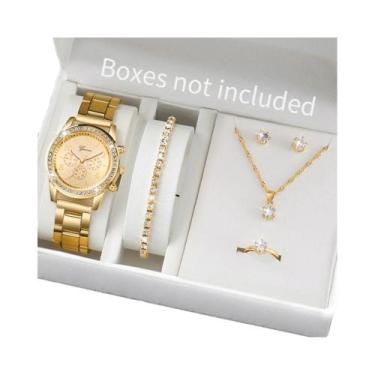 Imagem de Conjunto De Relógio De Pulso Feminino De Quartzo Com Strass Fashion 6P