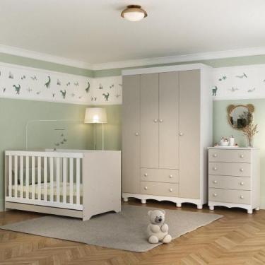 Imagem de Quarto de Bebê Completo com Berço Americano 3 em 1 para Colchão 130x70