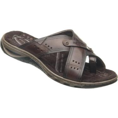 Imagem de Chinelo Pegada Masculino em Couro Pinhão 131655-02-Masculino