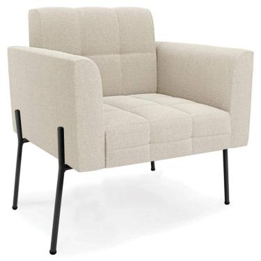 Imagem de Poltrona para Sala Pés Metálicos Preto Ana Boucle Bege - Ibiza