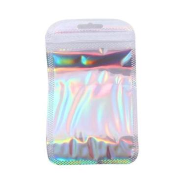 Imagem de Sacos Ziplock Transparentes Iridescentes 50un. Plástico Grosso a Laser