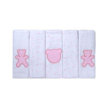 Imagem de Fralda de pano para bebê 5 Unidades 77cm x 80 cm Bublim, Rosa claro