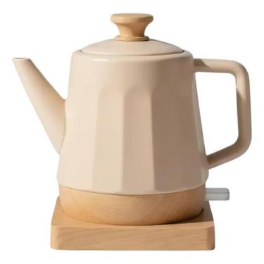 Imagem de Chaleira Eletrica De Porcelana Branca Bambu 1 Litro 110v - Tuut, Bege,
