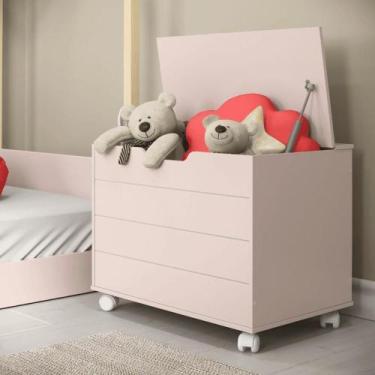 Imagem de Bau Caixa De Brinquedos Toys Com Tampa E Rodizios Rose - Ofertamo