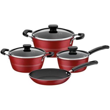 Imagem de Jogo de Panelas Tramontina Sicília Vermelho 4 Peças, Vermelho, 4
