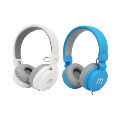 Imagem de Kit com 2 Fones De Ouvido Com Fio P2 Headphone Branco e Azul - KNUP