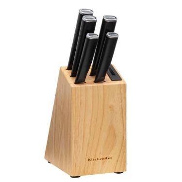 Imagem de Conjunto kitchenaid de facas forjadas com cepo em madeira ke5pstanobg