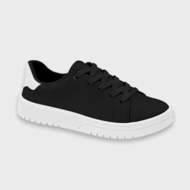 Imagem de Tênis Casual Feminino Napa Moleca Cadarço 5791.100, Preto, Branco, 35