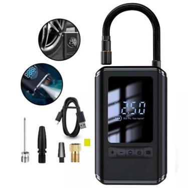 Imagem de Mini Portatil Bomba De Ar Calibrador Compressor Digital powerbank Led 