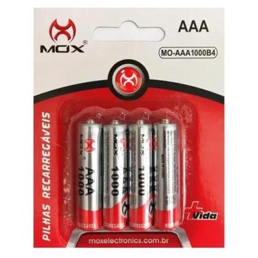 Imagem de Pilha Palito Recarregável MOX MO-AAA1000 B4 c/4 unidades