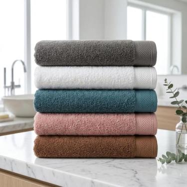 Imagem de Kit com 5 Toalhas Banho Gigante Eleganz 75x150cm Cores Variadas - Lmpe