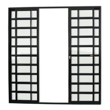 Imagem de Porta de Correr com Travessas 4 Folhas Super Vidro Liso 210cm x 240cm 