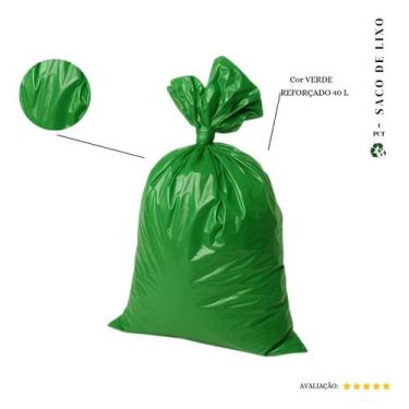Imagem de Saco De Lixo 40 Litros Reforçado P1 - 500 Unidades Cor Verde (pacote 1
