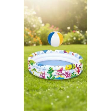 Imagem de Piscina Inflável Infantil 3 Anéis 180L + Bola Brinde - Congratulations