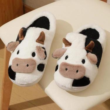 Imagem de Pantufas De Pelúcia De Vaca Em Estilo Cartoon Neutras Para Casais, Ant