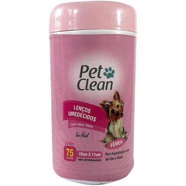 Imagem de Lenços Umedecidos Fêmea Pet Clean para Cães e Gatos - 75 Unidades
